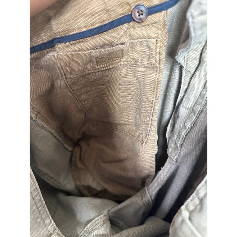 Duluth Trading Fire Hose Tan Canvas Work Pants Cargo Utility‎ 44x32 Heavy Duty